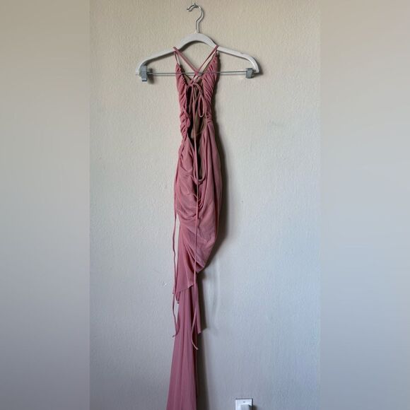 Michael Costello x REVOLVE Follie Maxi Pink Dress Gown Mesh Halter Size XS - Picture 16 of 16